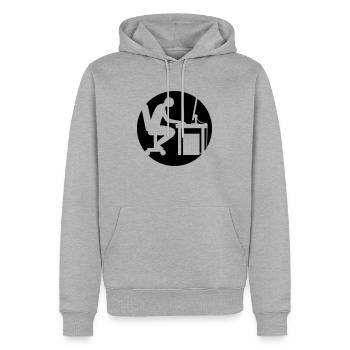 Computer Schreibtisch Nerd Logo - Männer Premium Bio Hoodie - Grau meliert - Vorne - Thijin (182cm)