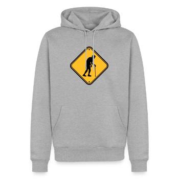 Achtung Altenheim Schild - Männer Premium Bio Hoodie - Grau meliert - Vorne - Thijin (182cm)