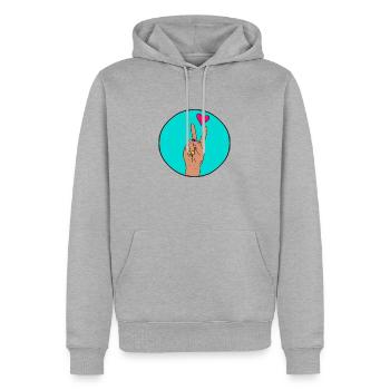 Peace Hand with Heart colored - Männer Premium Bio Hoodie - Grau meliert - Vorne - Thijin (182cm)