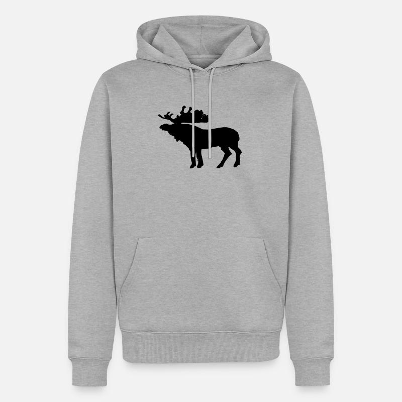 Elch - Männer Premium Bio Hoodie - Grau meliert