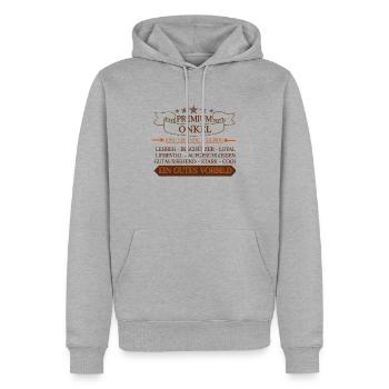 Premium Onkel - Lebende Legende - Männer Premium Bio Hoodie - Grau meliert - Vorne - Thijin (182cm)