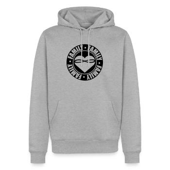Familie Rund Stempel - Männer Premium Bio Hoodie - Grau meliert - Vorne - Thijin (182cm)