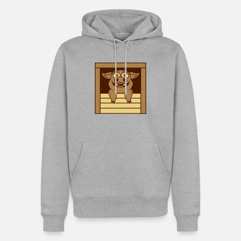 Comic drôle de cochon d’écurie - Sweat à capuche Premium bio Homme - gris chiné