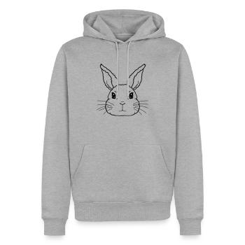 Visage mignon petit lapin - Sweat à capuche Premium bio Homme - gris chiné - Devant - Thijin (182cm)