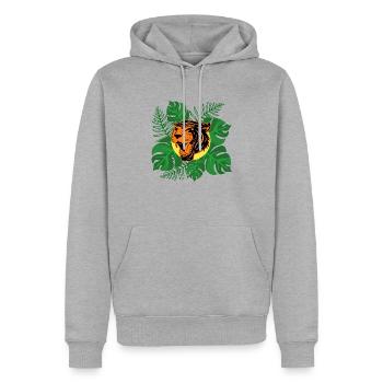 Tiger Jungle Roar Monstera Leaves Gift - Men’s Premium Organic Hoodie - heather grey - Front - Thijin (182cm)