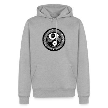 Yin Yang Zeichen Symbol Frieden glücklich 10 - Männer Premium Bio Hoodie - Grau meliert - Vorne - Thijin (182cm)