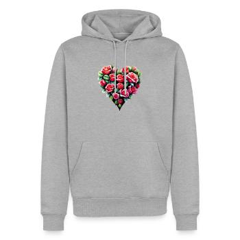 Fête des mères, Saint-Valentin, Mariage, Amour, Fiançailles - Sweat à capuche Premium bio Homme - gris chiné - Devant - Thijin (182cm)
