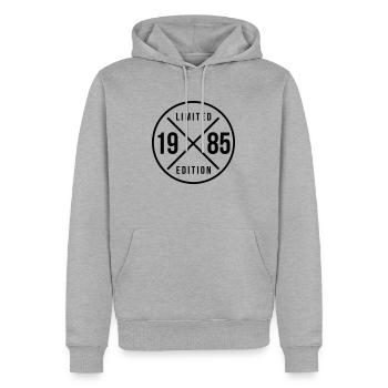 Limited Edition 1985 - Geburtstag 1985 - Männer Premium Bio Hoodie - Grau meliert - Vorne - Thijin (182cm)