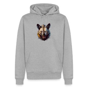 Animal sauvage en colère hyène combative - Sweat à capuche Premium bio Homme - gris chiné - Devant - Thijin (182cm)