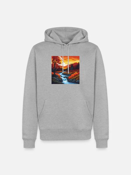 Pixelart Landscape - Männer Premium Bio Hoodie - Grau meliert