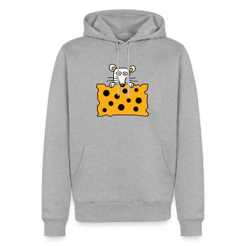Souris Rat Derrière De Grands Trous Fromage Semble Drôle - Sweat à capuche Premium bio Homme - gris chiné - Devant - Thijin (182cm)