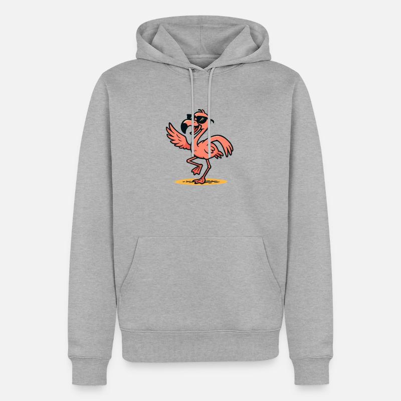 Flamingo Comic dance - Männer Premium Bio Hoodie - Grau meliert