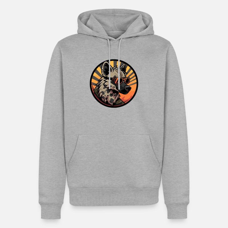 Hyäne Cool Comic - Männer Premium Bio Hoodie - Grau meliert