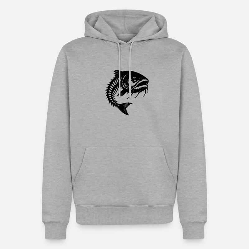 Fischgrate mit schlechter Laune - Männer Premium Bio Hoodie - Grau meliert