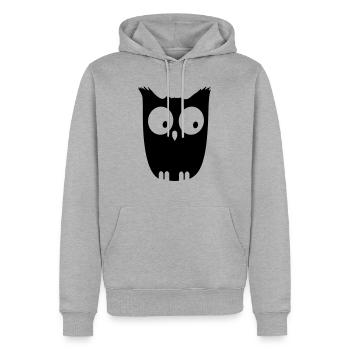 Eule - Männer Premium Bio Hoodie - Grau meliert - Vorne - Thijin (182cm)