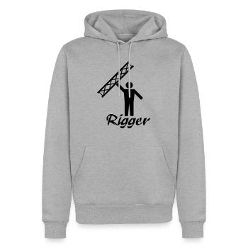 rigger - Männer Premium Bio Hoodie - Grau meliert - Vorne - Thijin (182cm)