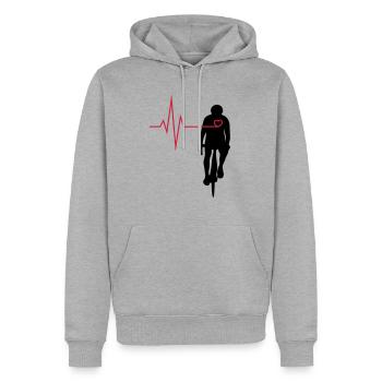 Cyclistes avec coeur - Sweat à capuche Premium bio Homme - gris chiné - Devant - Thijin (182cm)