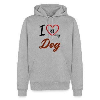 i love my dog 02 - Männer Premium Bio Hoodie - Grau meliert - Vorne - Thijin (182cm)
