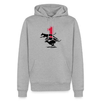 NR. 1 - Männer Premium Bio Hoodie - Grau meliert - Vorne - Thijin (182cm)