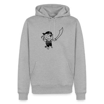 Pirat - Piratenjunge - Pirate - Männer Premium Bio Hoodie - Grau meliert - Vorne - Thijin (182cm)