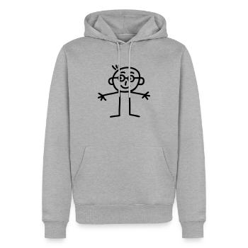 Strichmännchen mit Brille - Männer Premium Bio Hoodie - Grau meliert - Vorne - Thijin (182cm)