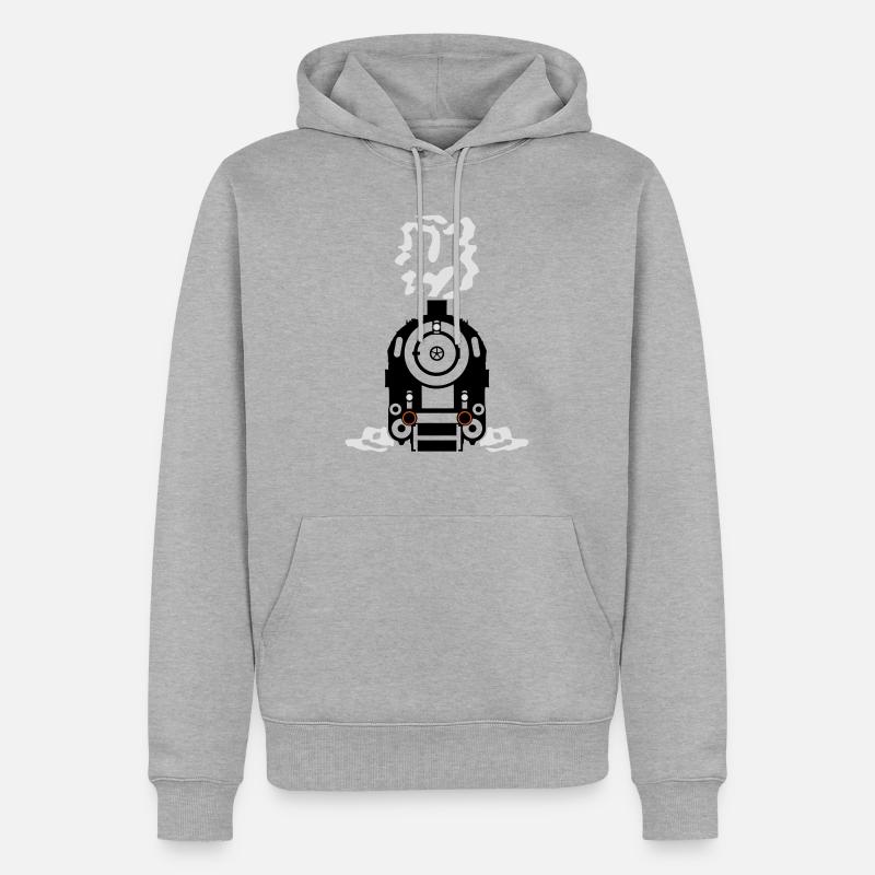 Dampflok Rauch Dampf Qualm - Männer Premium Bio Hoodie - Grau meliert
