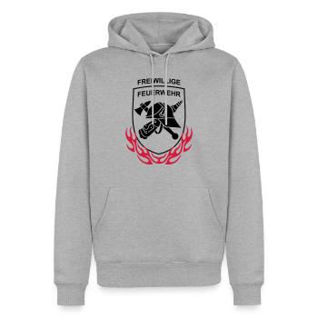 FF Feuerwehr Logo Feuer Flammen - Männer Premium Bio Hoodie - Grau meliert - Vorne - Thijin (182cm)
