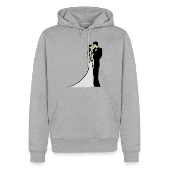 Mariage heureux mariage - Sweat à capuche Premium bio Homme - gris chiné - Devant - Thijin (182cm)