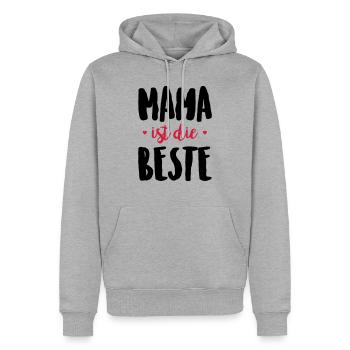 Mama ist die Beste - Männer Premium Bio Hoodie - Grau meliert - Vorne - Thijin (182cm)