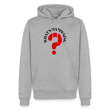 What's Happening Illustration - Men’s Premium Organic Hoodie - heather grey - Front - Thijin (182cm)