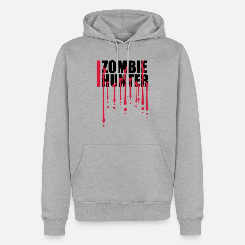 Chasseur de zombies Citation d’Halloween - Sweat à capuche Premium bio Homme - gris chiné