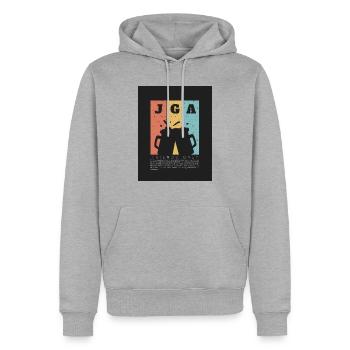 JGA friends only - Männer Premium Bio Hoodie - Grau meliert - Vorne - Thijin (182cm)