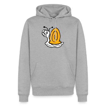 Schnecke ängstlich unsicher nach hinten gucken süß - Männer Premium Bio Hoodie - Grau meliert - Vorne - Thijin (182cm)