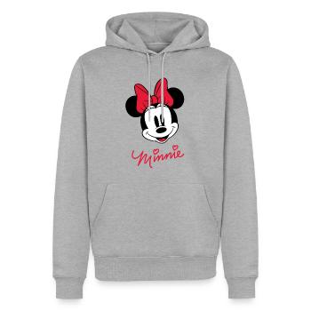 Mickey & Minnie Schriftzug Mit Minnie Motiv  - Männer Premium Bio Hoodie - Grau meliert - Vorne - Thijin (182cm)