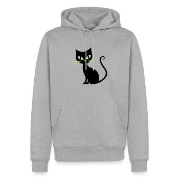 Cat - Herre Premium økologisk hoodie - grå meleret - Foran - Thijin (182cm)