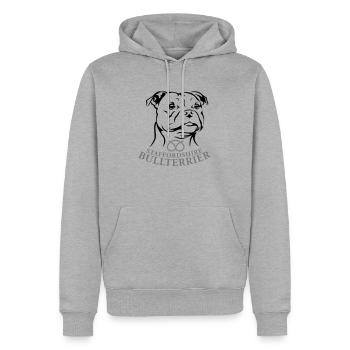 Staffordshire Bullterrier - Männer Premium Bio Hoodie - Grau meliert - Vorne - Thijin (182cm)