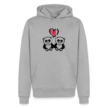 panda_love_r2 - Sweat à capuche Premium bio Homme - gris chiné - Devant - Thijin (182cm)