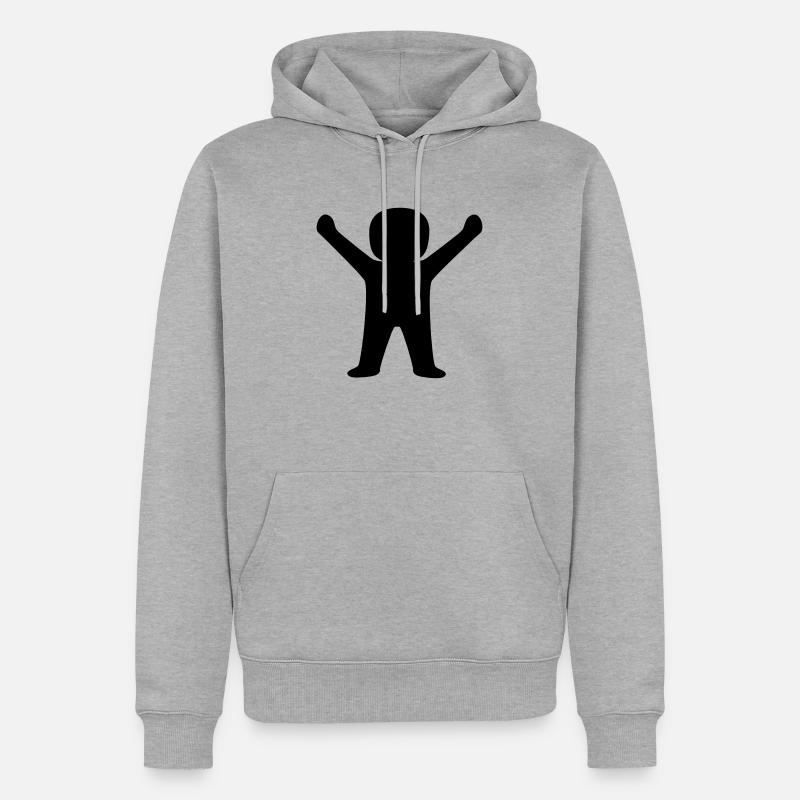 Conception d’illustration masculine heureuse - Sweat à capuche Premium bio Homme - gris chiné