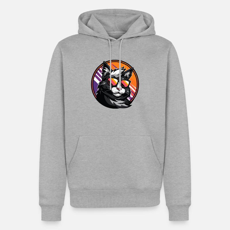 Katze Comic Cool - Männer Premium Bio Hoodie - Grau meliert