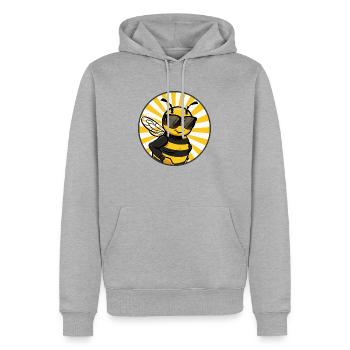 Biene Cool Comic - Männer Premium Bio Hoodie - Grau meliert - Vorne - Thijin (182cm)