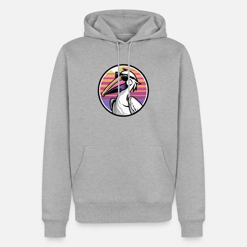 Pelikan Vogel Cool Comic - Männer Premium Bio Hoodie - Grau meliert