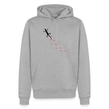 Gecko - Sweat à capuche Premium bio Homme - gris chiné - Devant - Thijin (182cm)