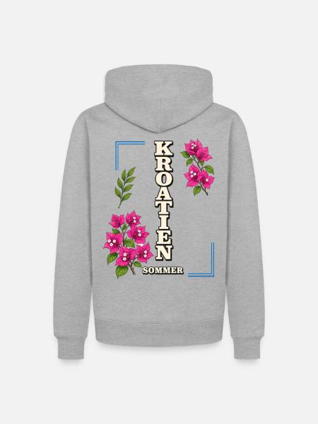 Kroatien Sommer mit Bougainvillea-Blüten - Männer Premium Bio Hoodie - Grau meliert