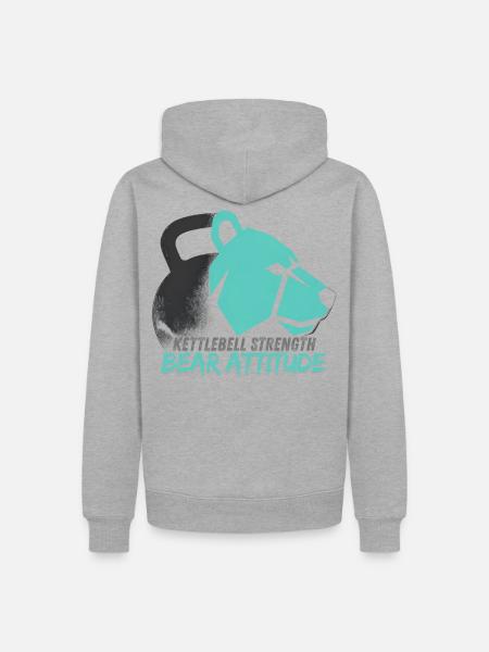 Kettlebell Bär Attitude - Männer Premium Bio Hoodie - Grau meliert