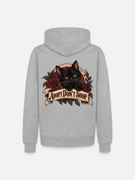 Adopt Don’t Shop Black Cat - Männer Premium Bio Hoodie - Grau meliert