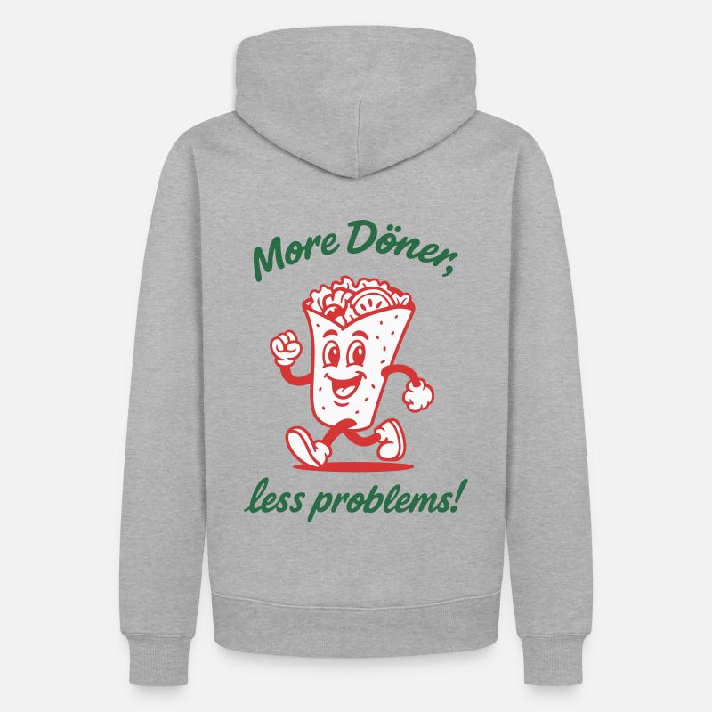 Plus Döner Moins de problèmes - Sweat à capuche Premium bio Homme - gris chiné