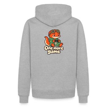 Sleepy Gamer Salamander – Noch ein Spiel - Männer Premium Bio Hoodie - Grau meliert - Hinten - Thijin (182cm)