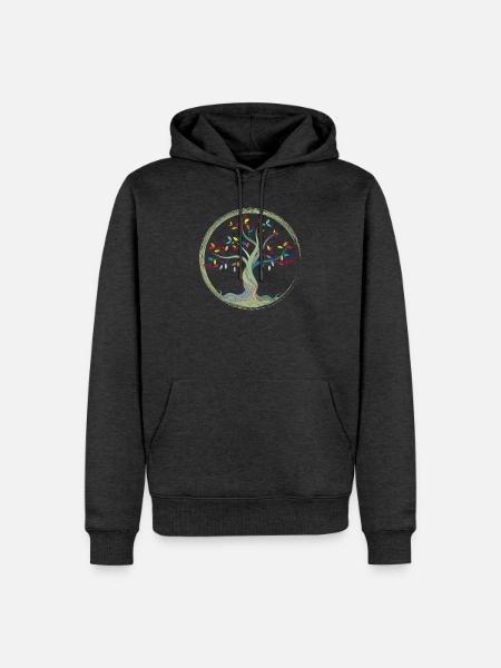 kleiner Baum mit bunten Blättern im Kreis - Männer Premium Bio Hoodie - Anthrazit meliert