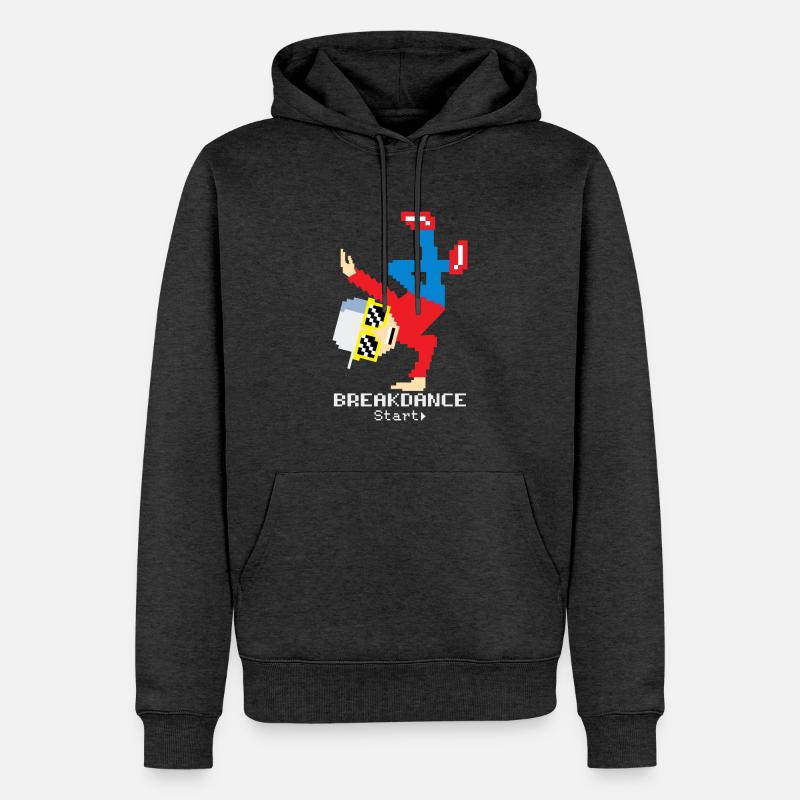 Pixel Breakdance B-Boy | Hip Hop rétro 8-bit - Sweat à capuche Premium bio Homme - anthracite chiné