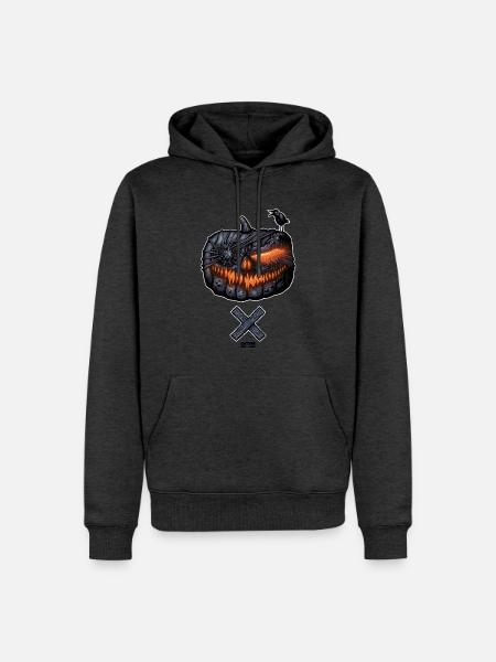 PUMPKINHEAD - HALLOWEEN KURBIS / SKULL - Männer Premium Bio Hoodie - Anthrazit meliert